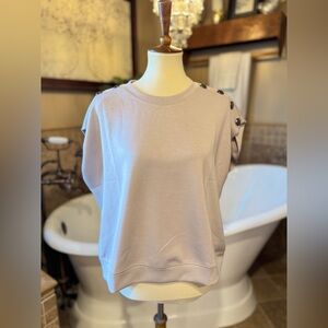 NWT Jason Wu short sleeve shirt with rivet shoulders tan large